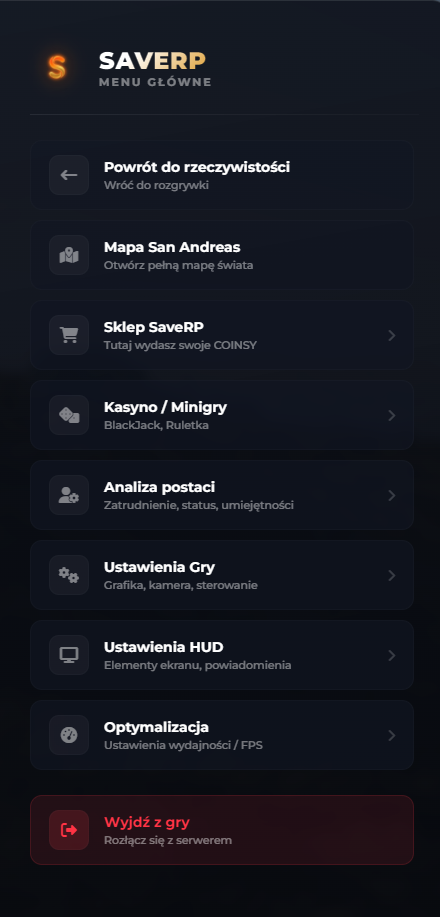 SaveRP Menu Główne UI